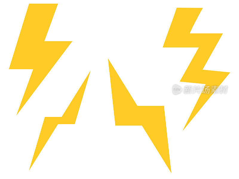 Lightning, radio wave set illustration